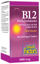 Natural Factors B12 Methylcobalamin 1000 mcg 180 Tablets