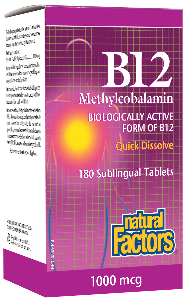 ناتشورال فاكتورز بي 12 ميثيل كوبالامين 1000 ميكروجرام 180 قرص
