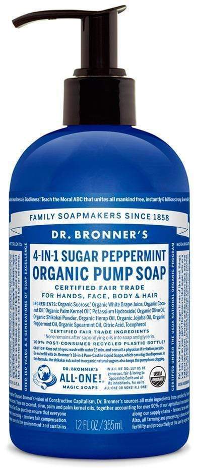 Dr. Bronner's, 4-in-1 유기농 펌프 비누, 페퍼민트, 356mL