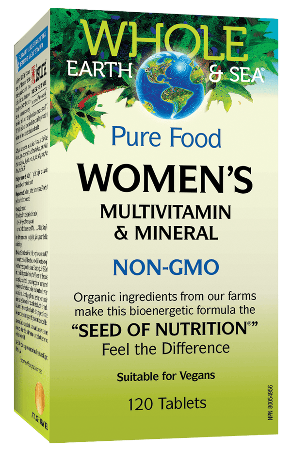 Whole Earth and Sea Pure Food 여성용 종합비타민 및 미네랄 NON-GMO 120정
