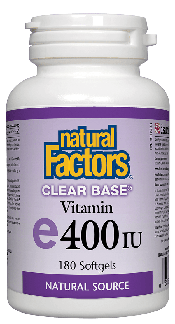 Natural Factors Vitamin E 400 IU Clear Base, 180 Softgels