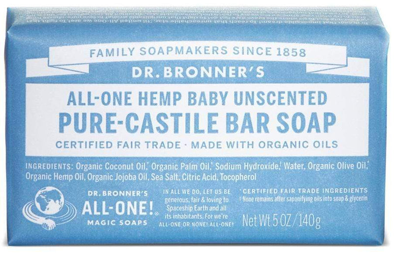 Dr. Bronner's, Baby Pure-Castile Bar Soap, Unscented, 140g (5Oz)