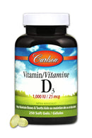 مختبرات كارلسون فيتامين د3 1000 وحدة دولية/25 ميكروجرام 250 كبسولة هلامية