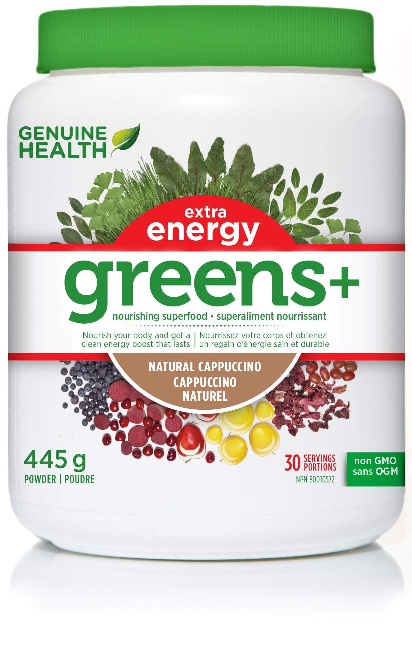 Genuine Health Greens+ Extra Energy Natural Cappuccino
