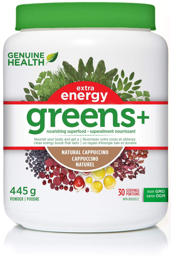 Genuine Health Greens+ 엑스트라 에너지 천연 카푸치노