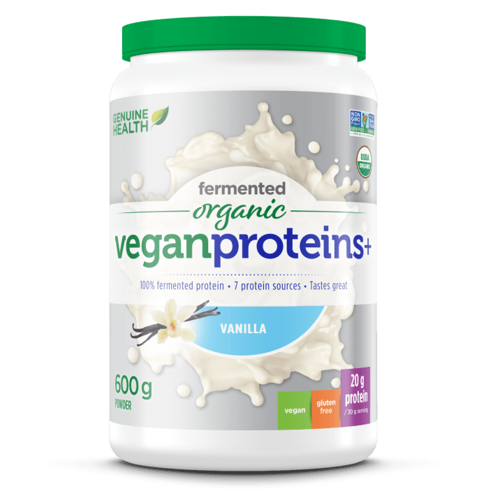 Genuine Health, Fermented Organic Vegan Proteins+, Vanilla, 600g