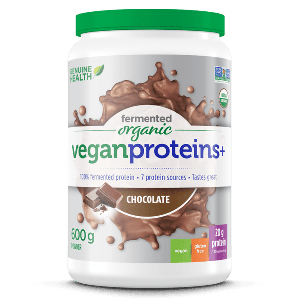 بروتينات نباتية عضوية مخمرة صحية حقيقية + شوكولاتة 600 جم