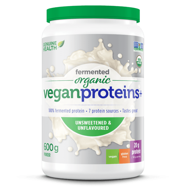 بروتينات نباتية عضوية مخمرة من صحة حقيقية + غير محلاة وغير منكهة 600 جم