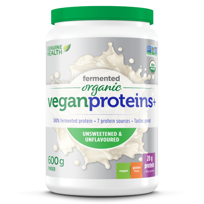 Genuine Health Fermented Organic Vegan Proteins+ Unsweetened & Unflavoured 600 g