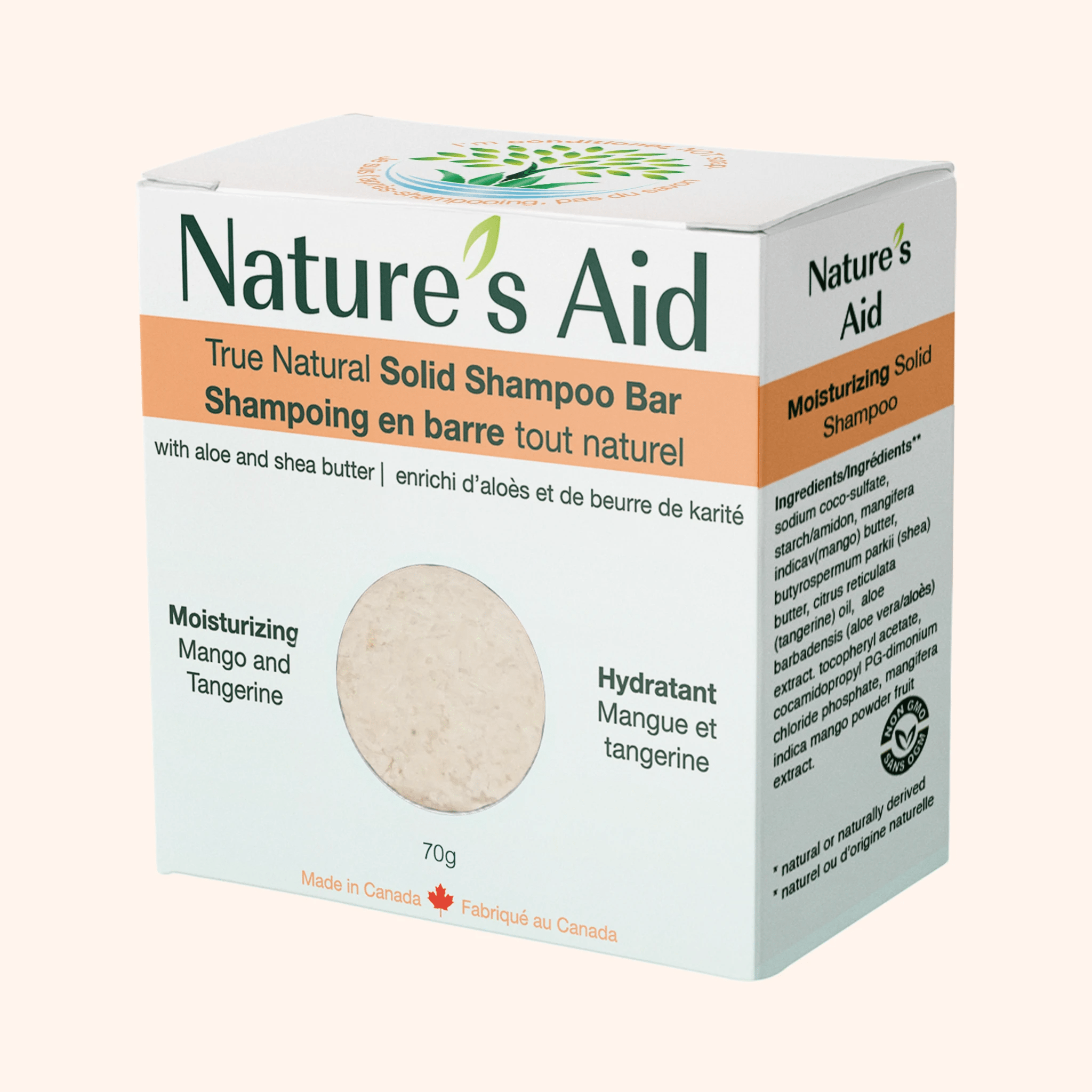 Nature's Aid True Natural Solid Shampoo bar Mango Butter & Tangerine