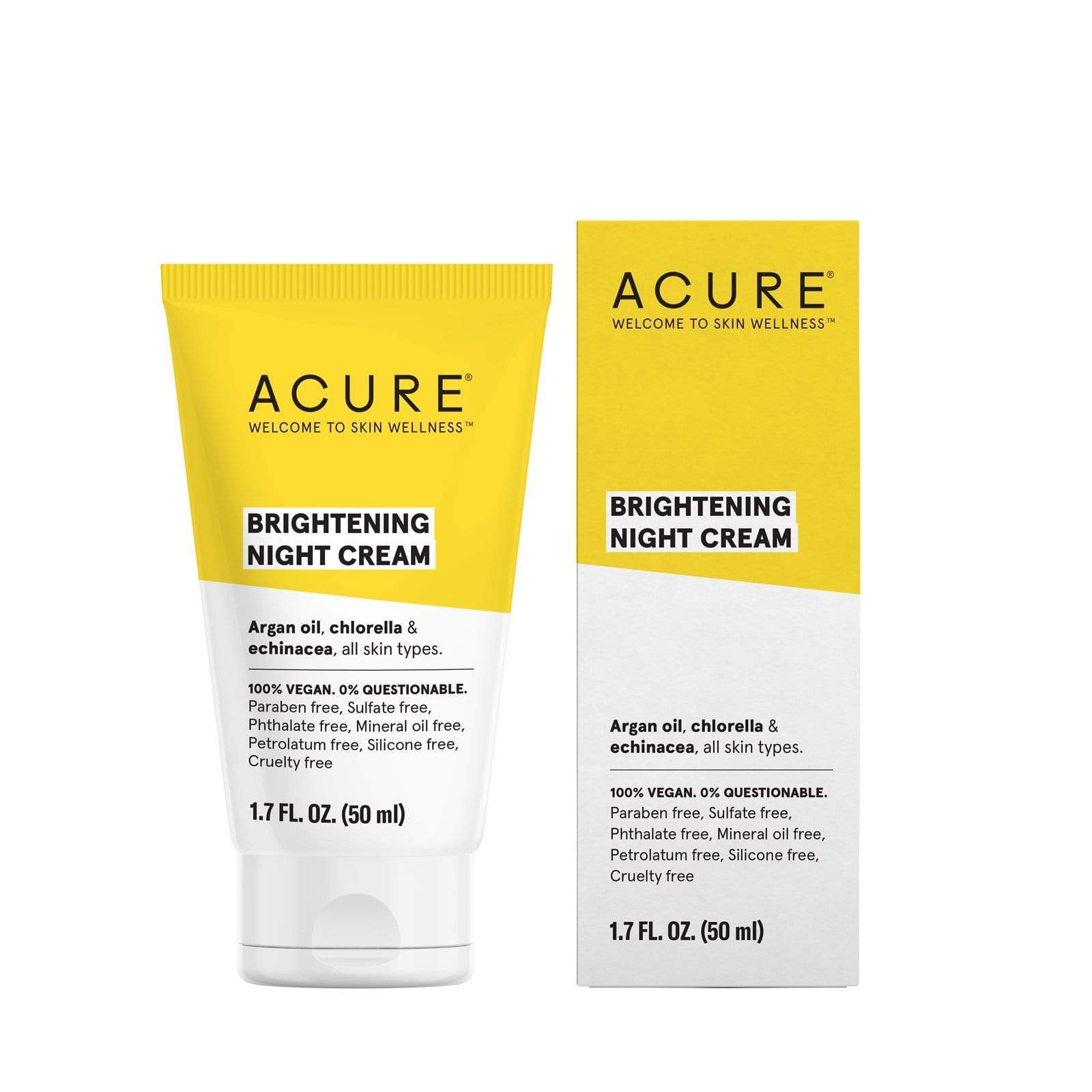 Acure Brightening Night Cream Argan Oil, Chlorella & Echinacea