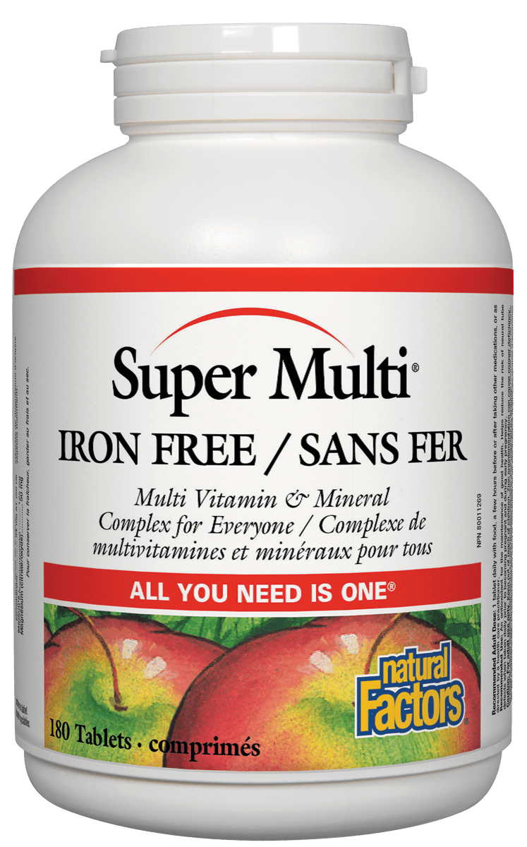 Natural Factors Super Multi Iron Free, 180 Tablets