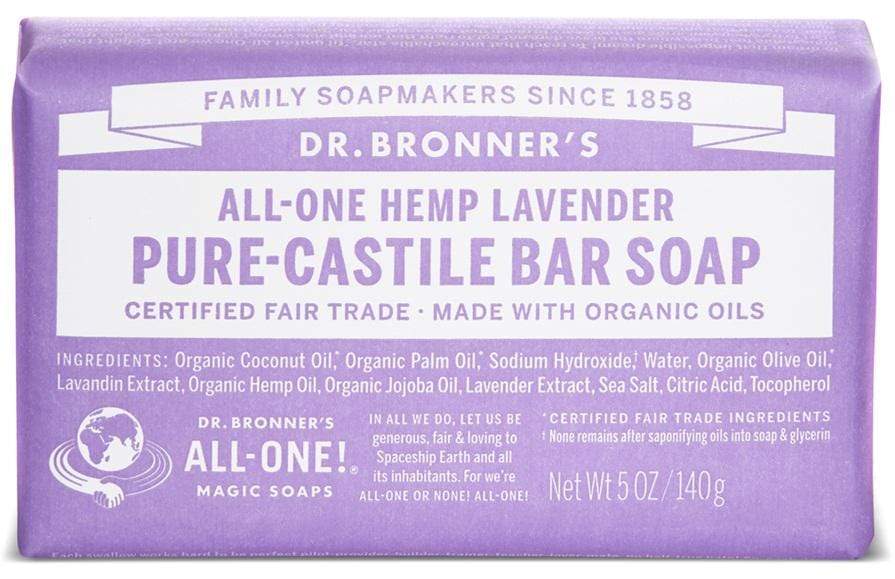 Dr. Bronner's, Pure-Castile Bar Soap, Lavender, 140g (5Oz)