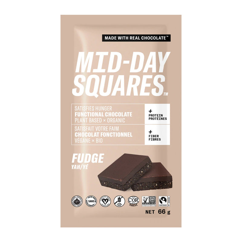 Mid-Day Squares، بار نباتي وظيفي، فادج ياه، 66 جم (صندوق مكون من 12 قطعة) 