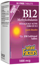 Natural Factors B12 Methylcobalamin 1000 mcg BONUS SIZE 210 Tablets