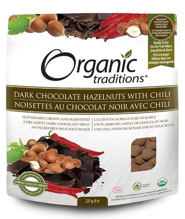 Organic Traditions Dark Chocolate Hazelnuts with Chili