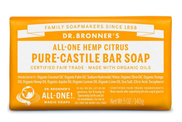 Dr. Bronner's, Pure-Castile Bar Soap, Citrus Orange, 140g (5Oz)