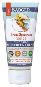Badger Balms SPF 35 Unscented Sport Sunscreen Cream 87 ml