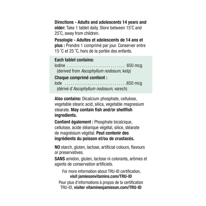 Jamieson, Kelp (Iodine 650mcg), 100 Tablets