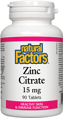 Natural Factors Zinc Citrate 15 mg, 90 Tablets
