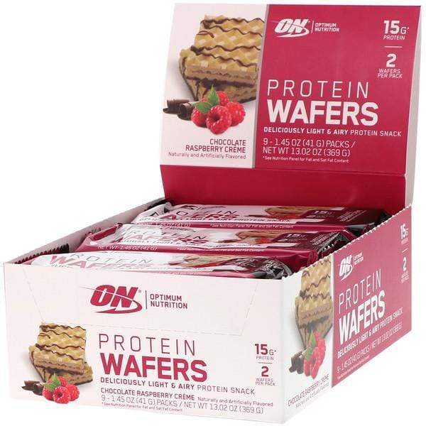 Optimum Nutrition Protein Wafers Chocolate Raspberry Creme 9 Packs
