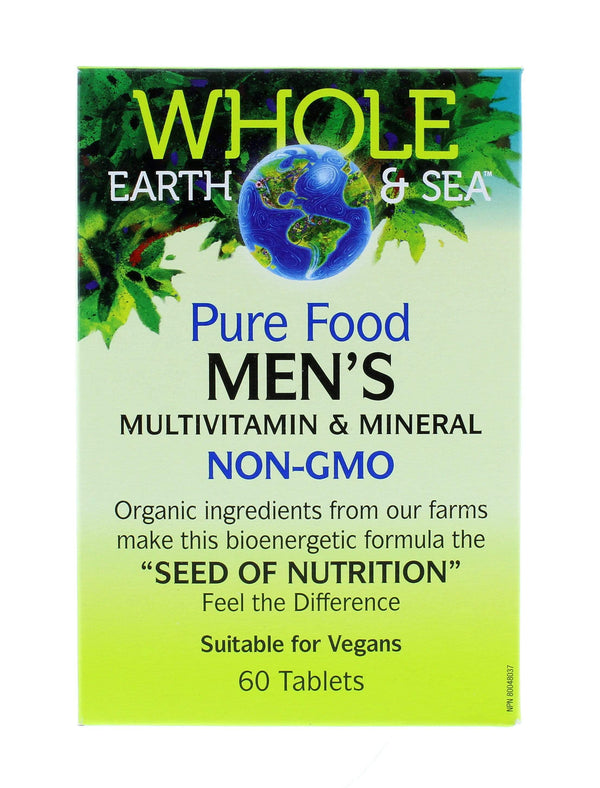 지구와 바다 전체 순수 식품 남성용 종합 비타민 및 미네랄 NON-GMO