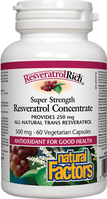 Natural Factors ResveratrolRich Super Strength Resveratrol Concentrate 500 mg 60 Capsules