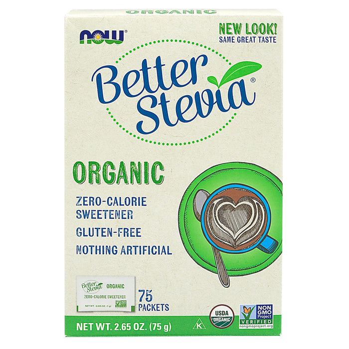 NOW, Organic BetterStevia With Inulin, 75 Packets