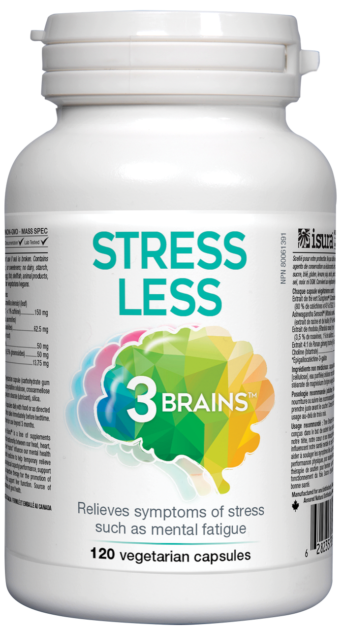 3 Brains, Stress Less, 120 Veg Capsules