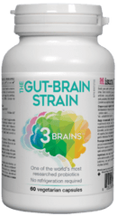 3 أدمغة، إجهاد الأمعاء والدماغ، 60 كبسولة نباتية