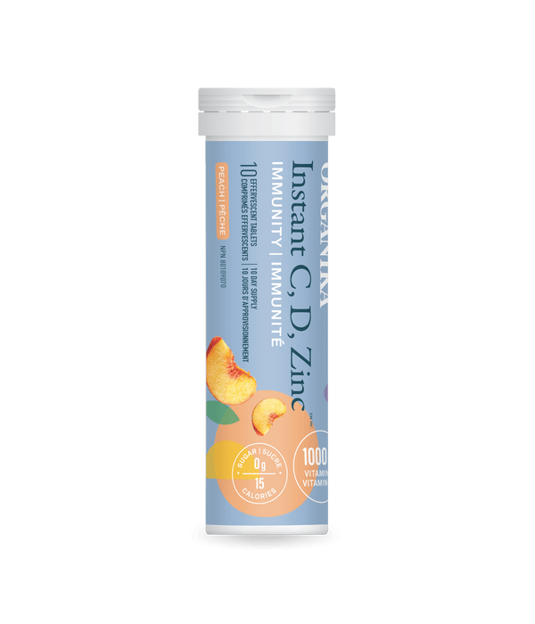 Organika Instant C Effervescent Tablets Peach Flavor