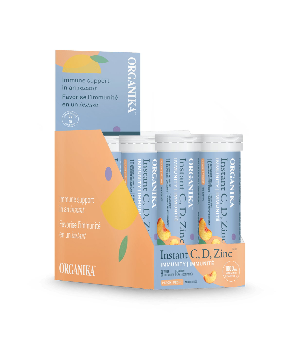 Organika Instant C Effervescent Tablets Peach Flavor