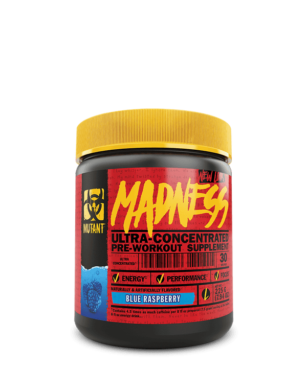 Mutant Madness Pre-Workout Supplement, Blue Raspberry, 225 g