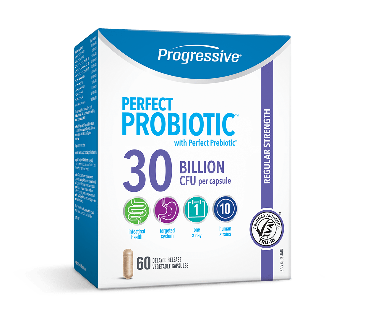 Progressive Perfect Probiotic Regular Strength 30 Billion CFU 60 Capsules