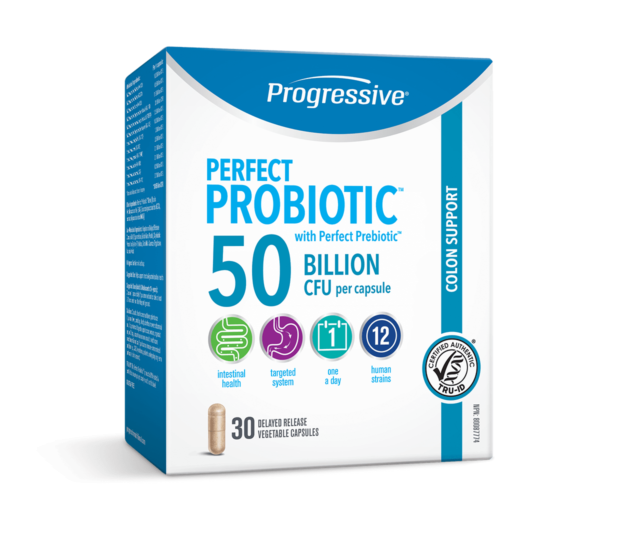Progressive Perfect Probiotic Colon Support 50 Billion CFU 30 Capsules