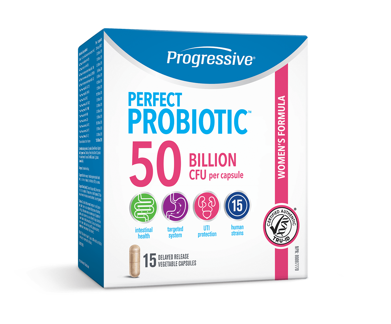 Progressive Perfect Probiotic Women's Formula 50 Billion CFU 15 Capsules