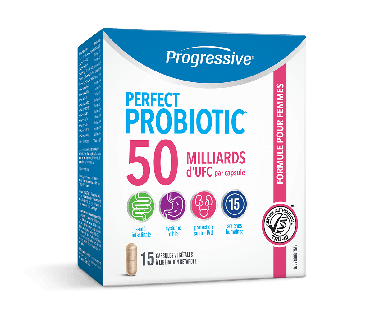 Progressive Perfect Probiotic Women's Formula 50 Billion CFU 15 Capsules