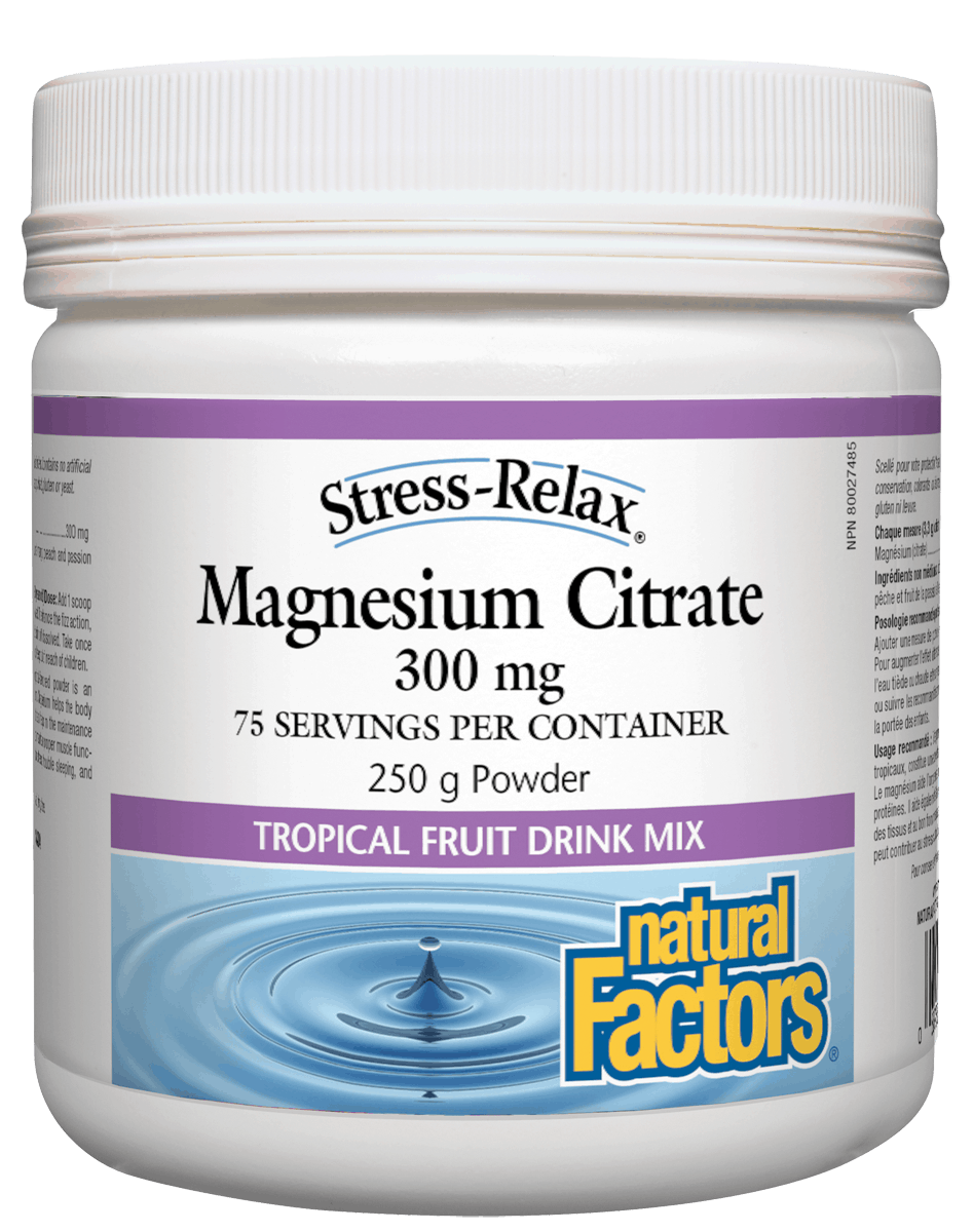 Natural Factors Magnesium Citrate 25g Powder - Tropical Flavour