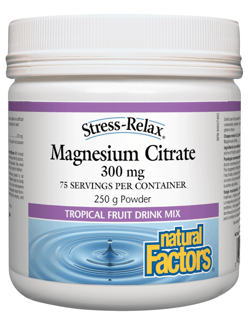 Natural Factors Magnesium Citrate 25g Powder - Tropical Flavour