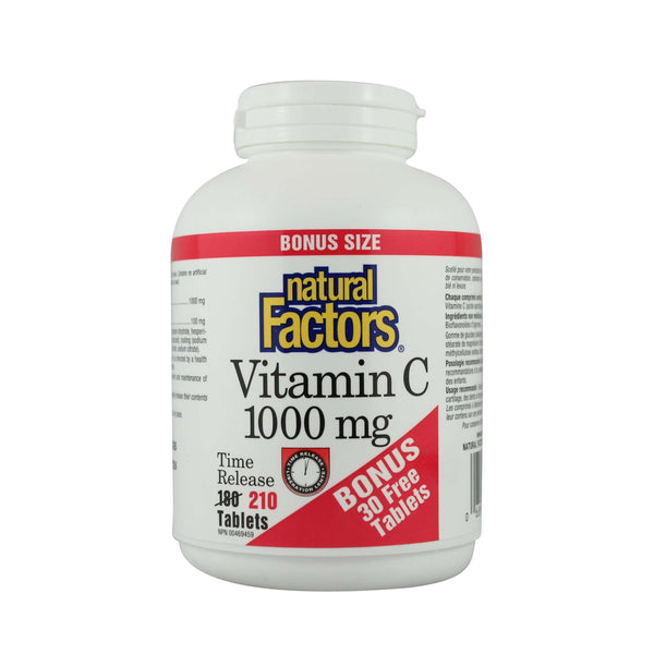Natural Factors Vitamin C 1000 mg Time Release Bonus Size, 210 Tablets