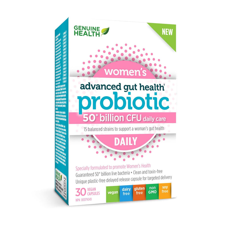 Genuine Health Advanced Gut Health Probiotic Women's Daily 50 Billion CFU 30 Capsules