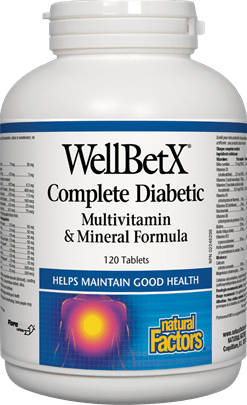Natural Factors Well BetX Complete Diabetic Multi Vitamin & Mineral Formula, 120 Tablets