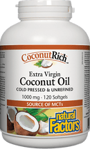 زيت جوز الهند البكر الغني بجوز الهند من ناتشورال فاكتورز، معصور على البارد وغير مكرر، 1000 ملجم، 120 كبسولة هلامية