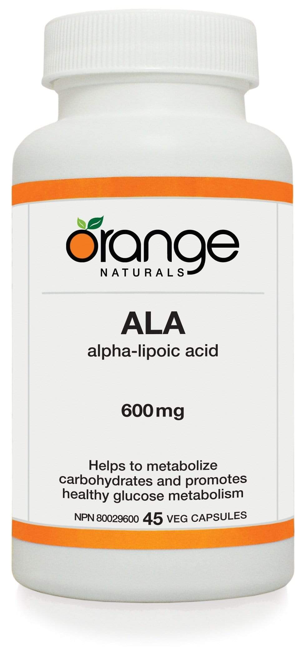 Orange Naturals, ALA 600mg, 45 Veg Capsules (DISCONTINUED)