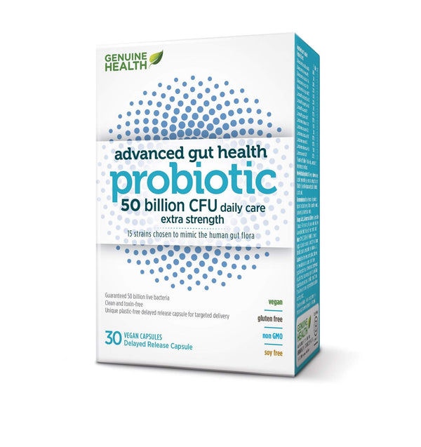 Genuine Health Advanced Gut Health 프로바이오틱스 - 500억 CFU 30캡슐