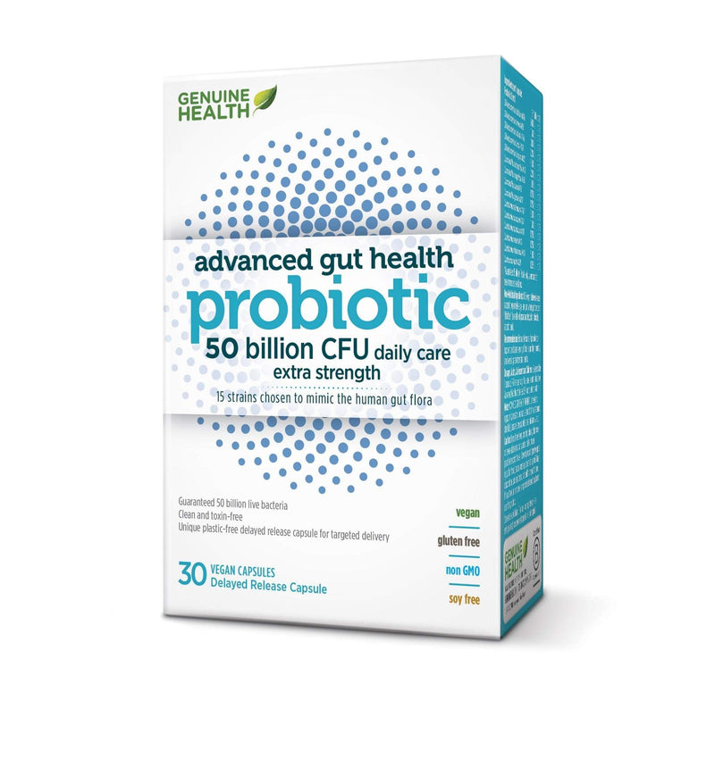 Genuine Health Advanced Gut Health Probiotic - 50 Billion CFU 30 Capsules