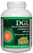 Natural Factors DGL 탈글리시리진화 감초 뿌리 400 mg 180 츄어블 정제