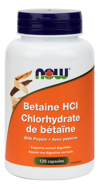NOW Betaine HCL 648 mg with Protease 120 V-Caps