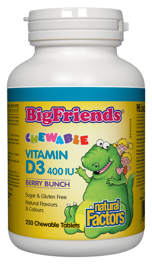 Natural Factors Big Friends Chewable Vitamin D3 400 IU Berry Bunch 250 Chewable Tablets