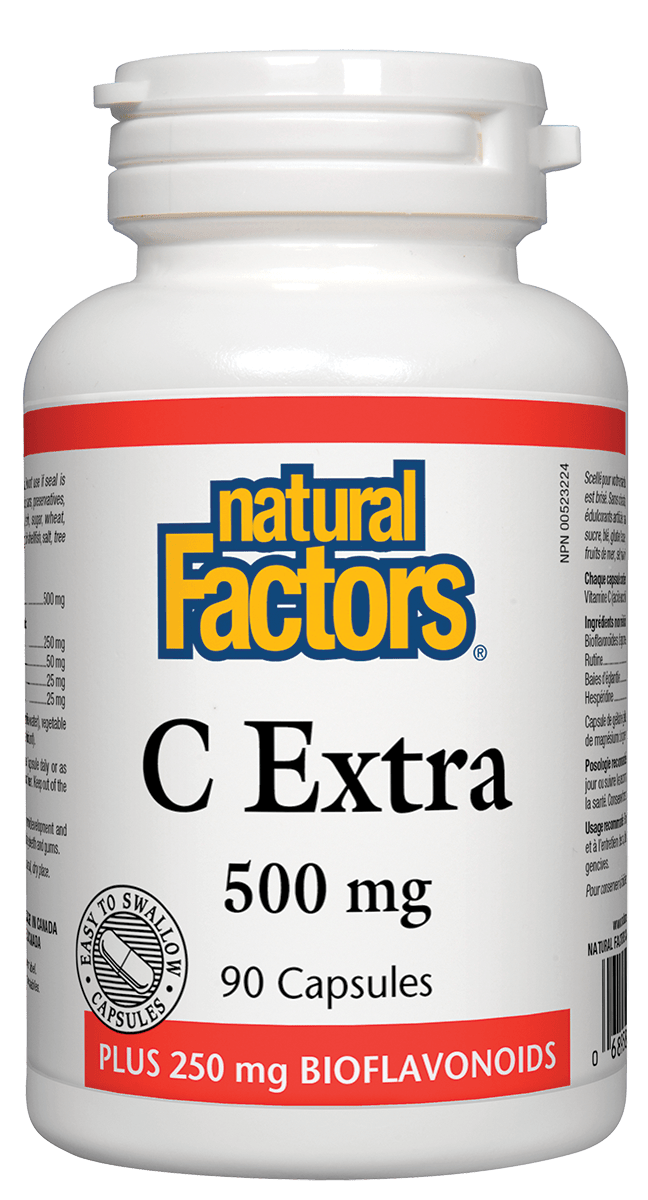 Natural Factors C Extra 500 mg Plus 250 mg Bioflavonoids 90 Capsules